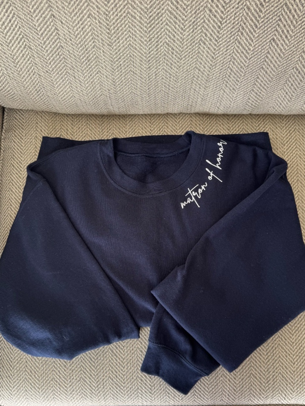 Matron of Honor Navy Sweatshirt Fleece Blue Custom M Medium Etsy Crewneck